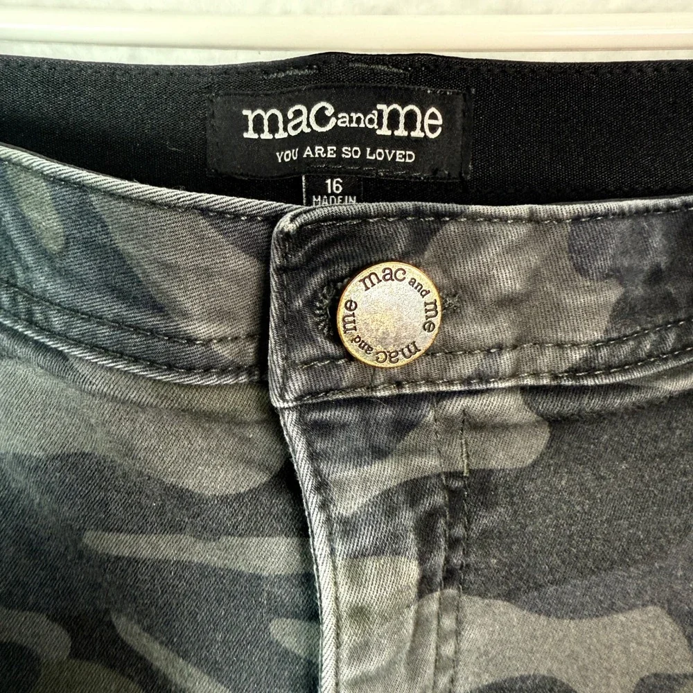 Mac and Me Camo Cargo Pants Jogger Style Ankle‎ Elastic Waist Pockets Sie 16